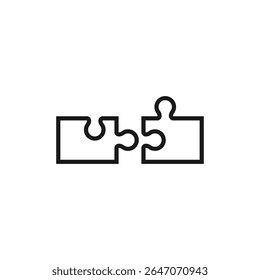 Two puzzle pieces, separated from each other. Vector outline icon.
