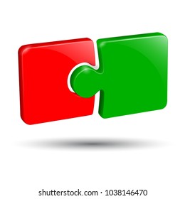 Two puzzle, teamwork, partnership, cooperation - stock vector