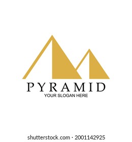 Two pyramids lined up logo design in gold color