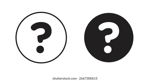 Dos signos de interrogación, uno negro y otro blanco, dentro de marcos circulares. Aislado sobre fondo blanco.