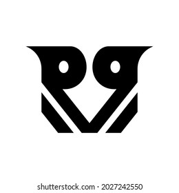 Dos letras R combinadas para formar un búho y en el medio hay una punta de pluma, este logotipo es adecuado para escritores de negocios, educación, seguridad, etc.