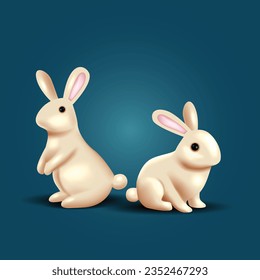 two Rabbit abstract vector illustration