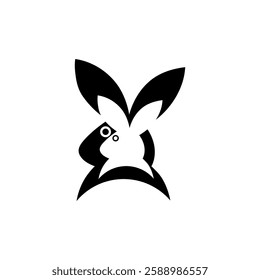 two rabbit logo in black and white