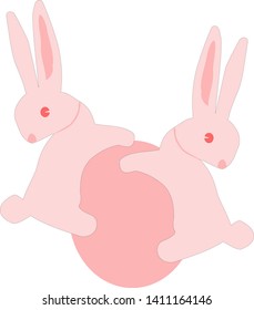 Two Rabbits Clinched On A Circus Ball Vector