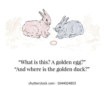 Two rabbits and egg. Funny dialogue.