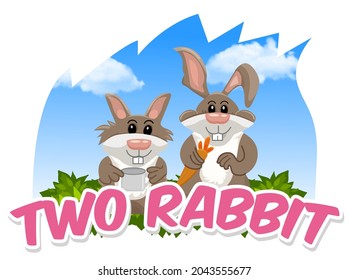 two rabbits in the garden
