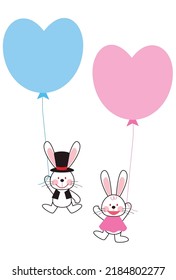 Two rabbits having a balloon.
2023 is rabbit year in japan. 