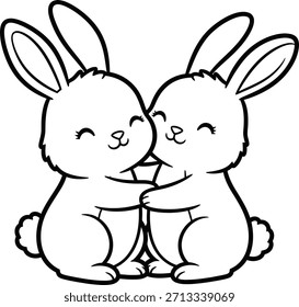 Two rabbits hugging each