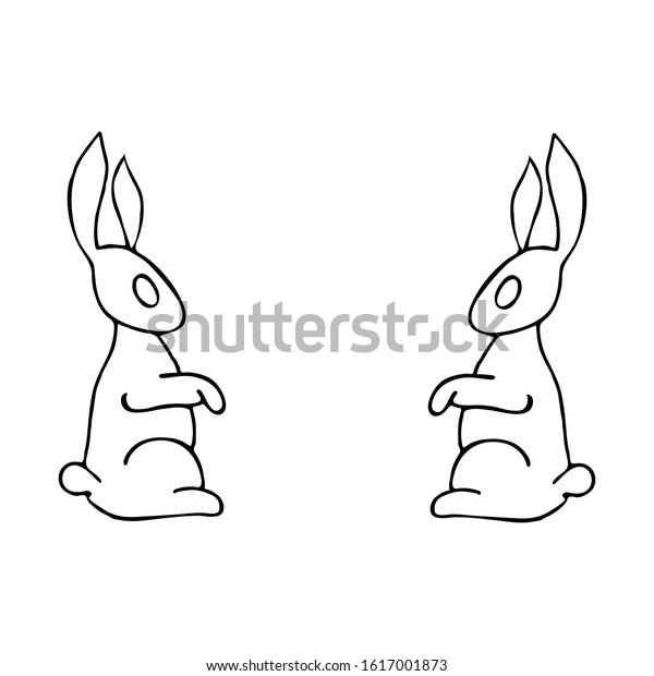 Two Rabbits On White Background Easter Stock Vector (Royalty Free ...