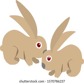 Two Rabbits sharing a secret isolated vector