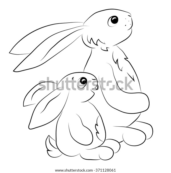 Two Rabits Looking Towards Outline Stock Vector (Royalty Free ...