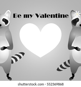 Two raccoons is better then one. Valentine card.