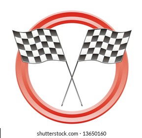 two race flags b/n in red circles