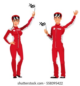 two racers on white background