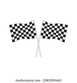 zwei Renn-Flaggen einzeln auf weißem Hintergrund. weißer Stick mit Racing-Fahnen