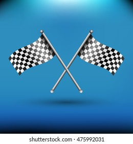 Two racing flags on blue background, vector illustration
