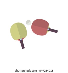 Two rackets in flat style for playing ping pong table tennis. Different tennis equipment. Vector illustration isolated on white background