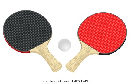 Two rackets for playing table tennis. Illustration on white background