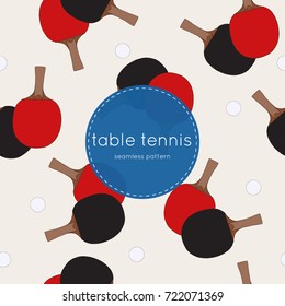 Two rackets for playing table tennis. Illustration seamless pattern.