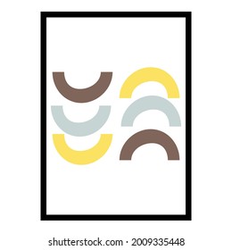 Dos arcos de arcos resumen arte geométrico de pared. Ilustración de mediados del siglo en estilo minimalista para el fondo de la decoración de la casa. Forma Art Set de pintura de color suave al estilo boho. diseños de plantillas de afiches.