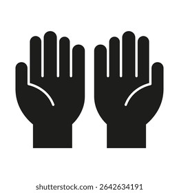Two Raised Hands Solid Icon. High-Five Gesture, Celebration, And Agreement Silhouette Symbol. Unity And Cooperation Representation. Isolated Vector Illustration.