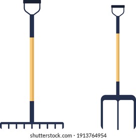 Two rakes, illustration, vector on a white background.