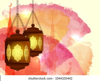 Two Ramadan Kareem Lanterns. Vector Illustration