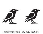 two raven logo vector icon illustration, crow logo template