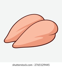 Two raw chicken breast fillets illustration for cooking and poultry food concepts