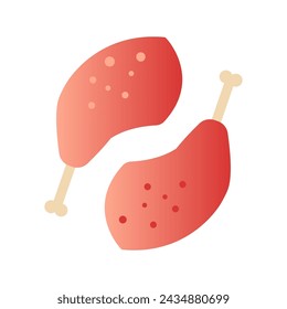 Zwei rohe Hühnerbeine abstrakte Vektor-Illustration isoliert auf weiß. Trommelstock, Hühnerbein zum Braten, Grillen, Backen, Kochen. Draufsicht. Fast Food. Fleisch von Truthühnern. Abstrakte Elemente. Gesunde Ernährung