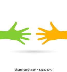 Two reaching hands vector eps web icon