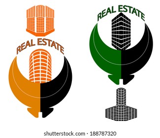 two real estate sign on white background