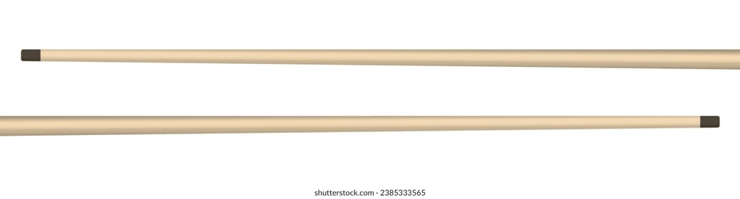 Two realistic billiard cues. 3D vector illustration isolated on white.