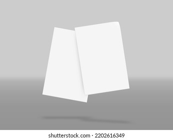 Two Realistic Blank A4 Sheets Of Paper Flying Mockup. EPS10 Vector