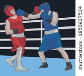 two realistic boxers fighting in a ring illustration