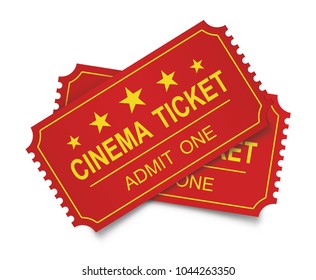 Two realistic cinema tickets on the white backgraund. Vector illustration