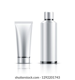 Two realistic cosmetic bottle on a white background.