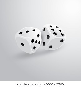 Two realistic dice for gambling. Icon for design games.