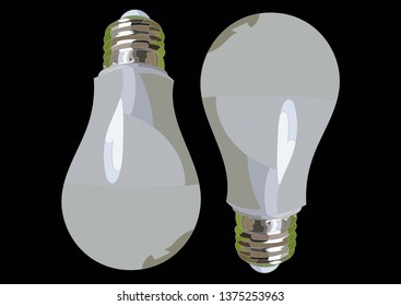 two realistic lightbulb isolated in black