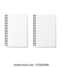 Two realistic notebooks in a checkered and clear.