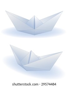 Two realistic paper ships isolated on white (vector)