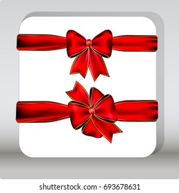 two realistic red bows on white background