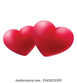 Two realistic red hearts isolated on white background vector