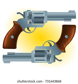 Two realistic revolvers. Vector illustration on white background.