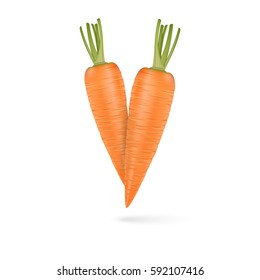 Two realistic vector carrots on white background.