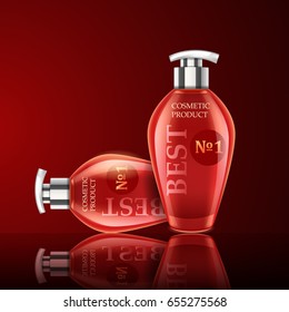 Two realistic vector cosmetic bottles