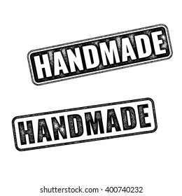 Two realistic vector Handmade grunge rubber stamps isolated on white background