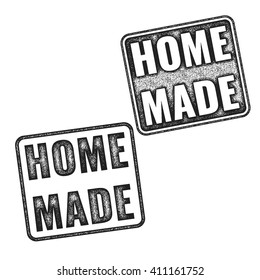Two realistic vector Homemade grunge rubber stamps isolated on white background