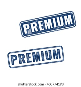Two realistic vector Premium Quality grunge rubber stamps isolated on white background