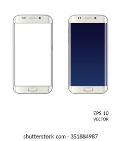 Two realistic vector smartphones on white background.